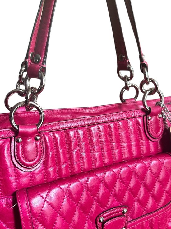 Coach Madison Maggie Quilted Leather Tote Pink Fuchsia Shoulder